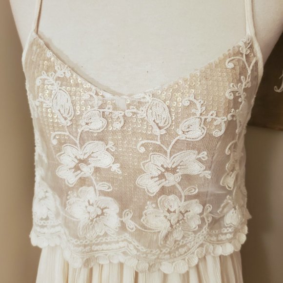 Ivory Hollister Spaghetti Strap Layered Dress - Picture 4 of 9